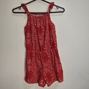 Size 8 OshKosh Bandana Paisley Print Romper with Ruffle Shoulder Straps